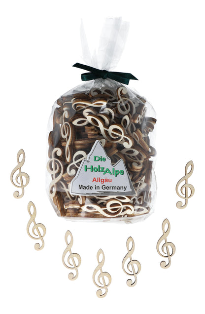 Violinschlüssel-Streudeko aus Pappelholz, Tischdekoration