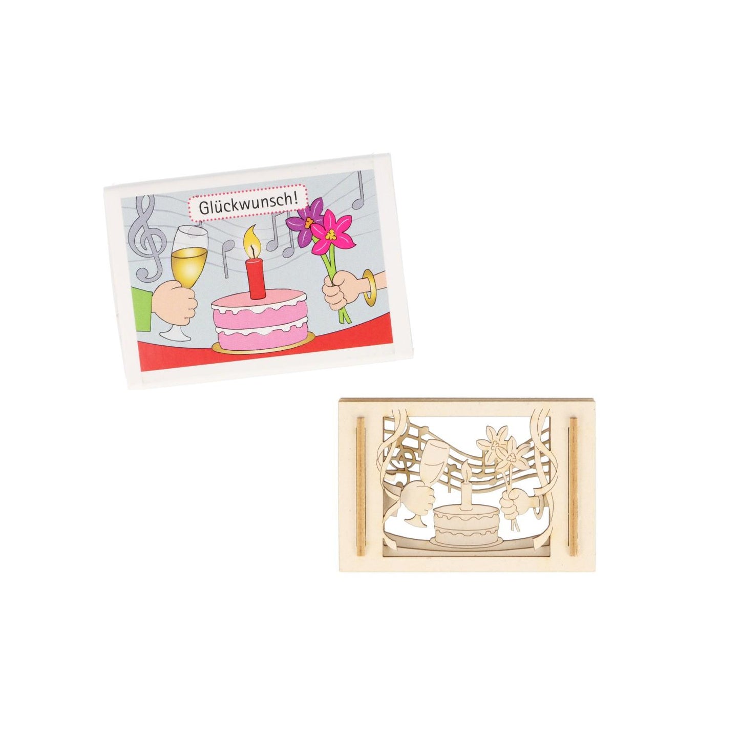 Mini-Silhouette Glückwunsch  in Streichholzschachtel