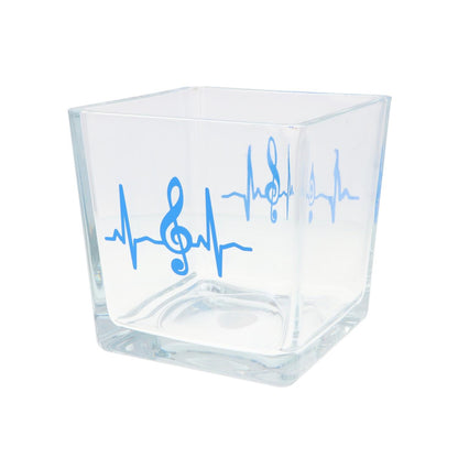 Glas-Vase mit Herzschlag und Violinschlüssel
