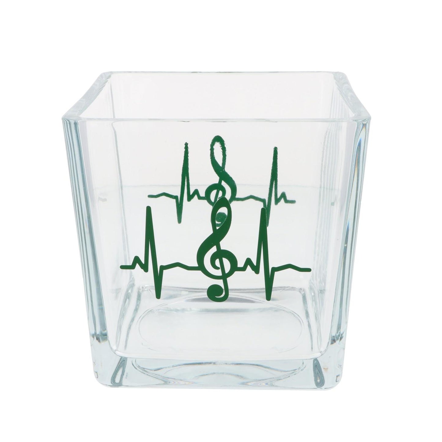 Glas-Vase mit Herzschlag und Violinschlüssel