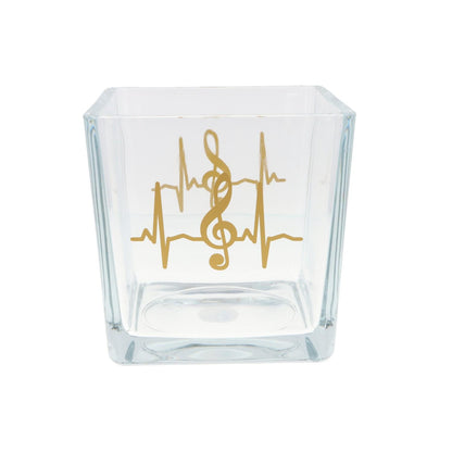Glas-Vase mit Herzschlag und Violinschlüssel