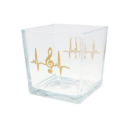 Glas-Vase mit Herzschlag und Violinschlüssel
