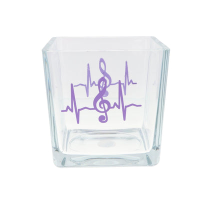 Glas-Vase mit Herzschlag und Violinschlüssel
