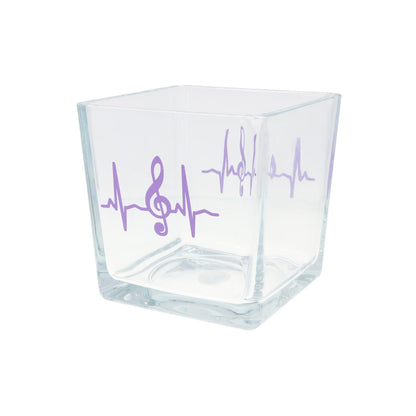 Glas-Vase mit Herzschlag und Violinschlüssel