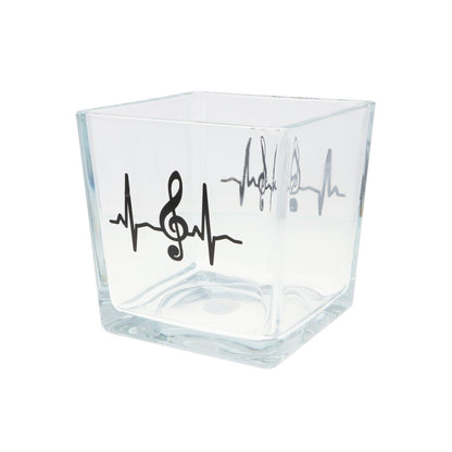 Glas-Vase mit Herzschlag und Violinschlüssel
