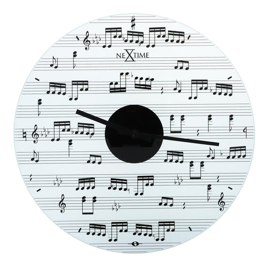 music line wall clock made of glass