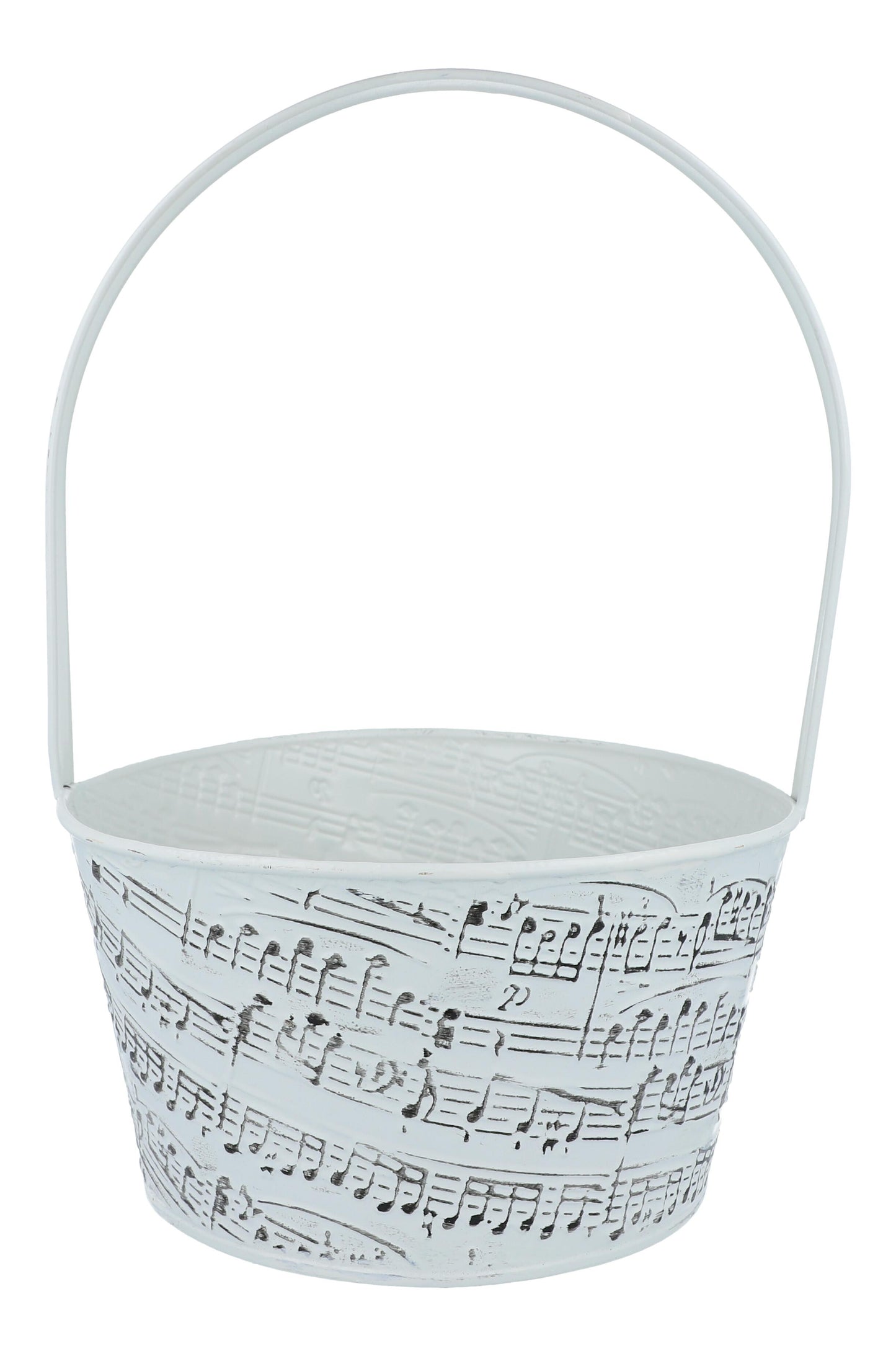 metal handle basket with embossed notes