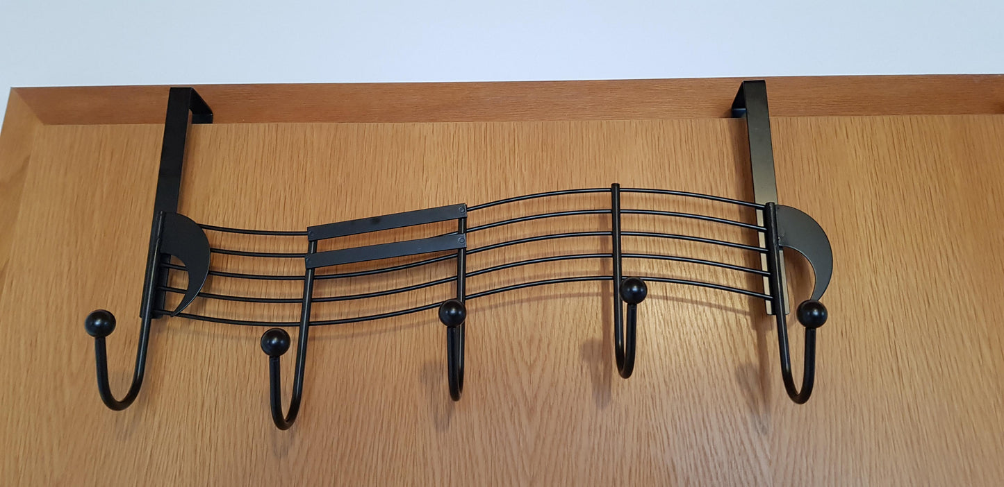 black Notenline door coat rack with 5 hooks