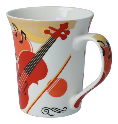 bunte Instrumenten-Kaffeebecher, Gitarren, Piano oder Violine