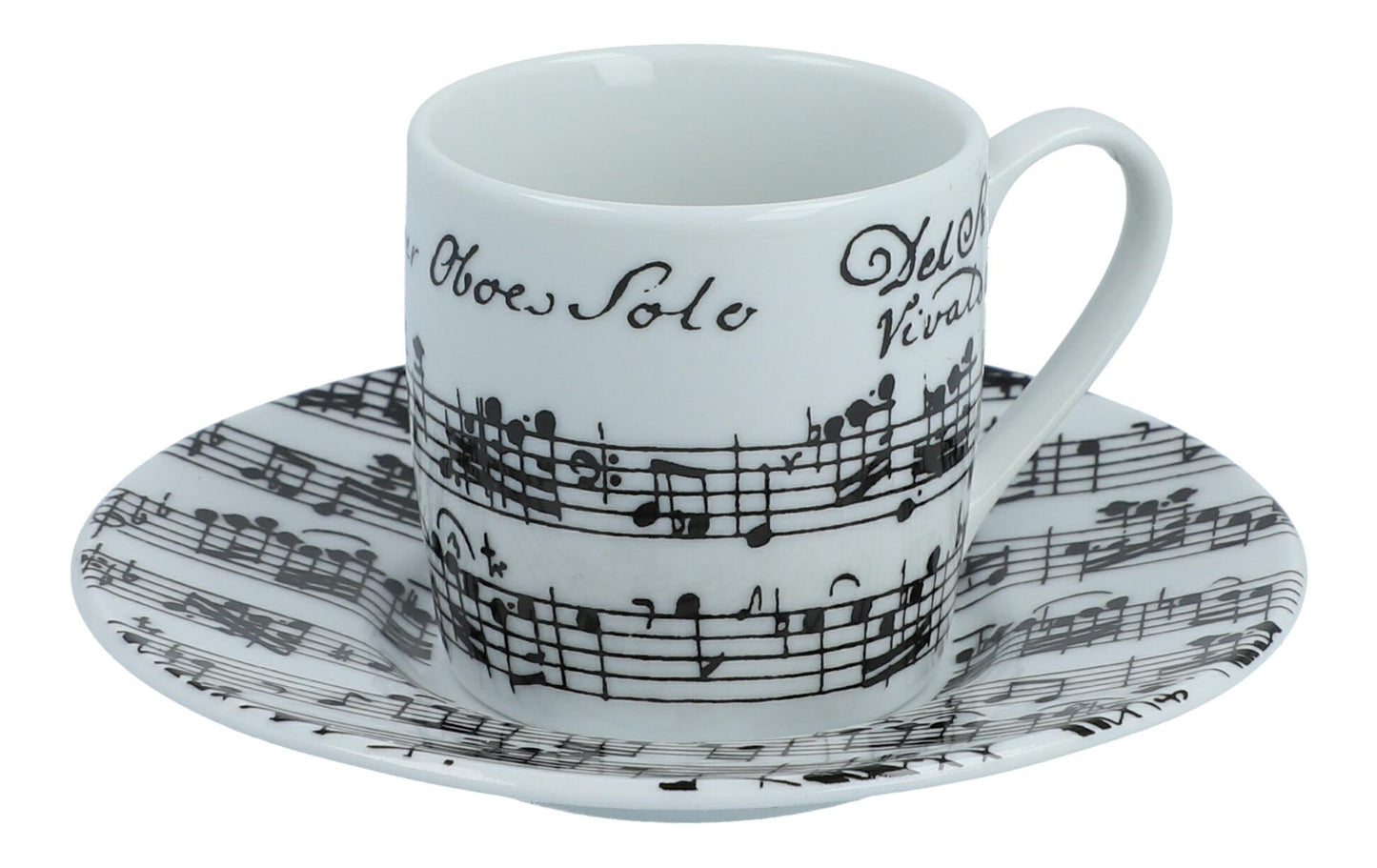 VIVALDI espresso set, black notes on white porcelain, 2-piece