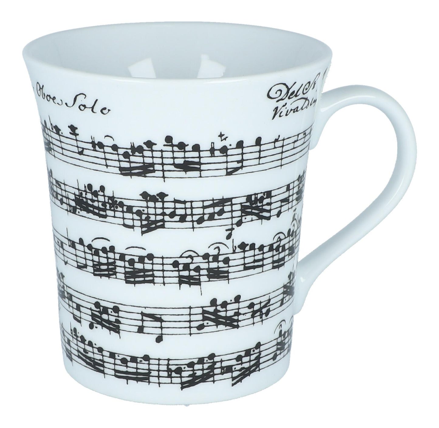 VIVALDI mug, black notes on white porcelain