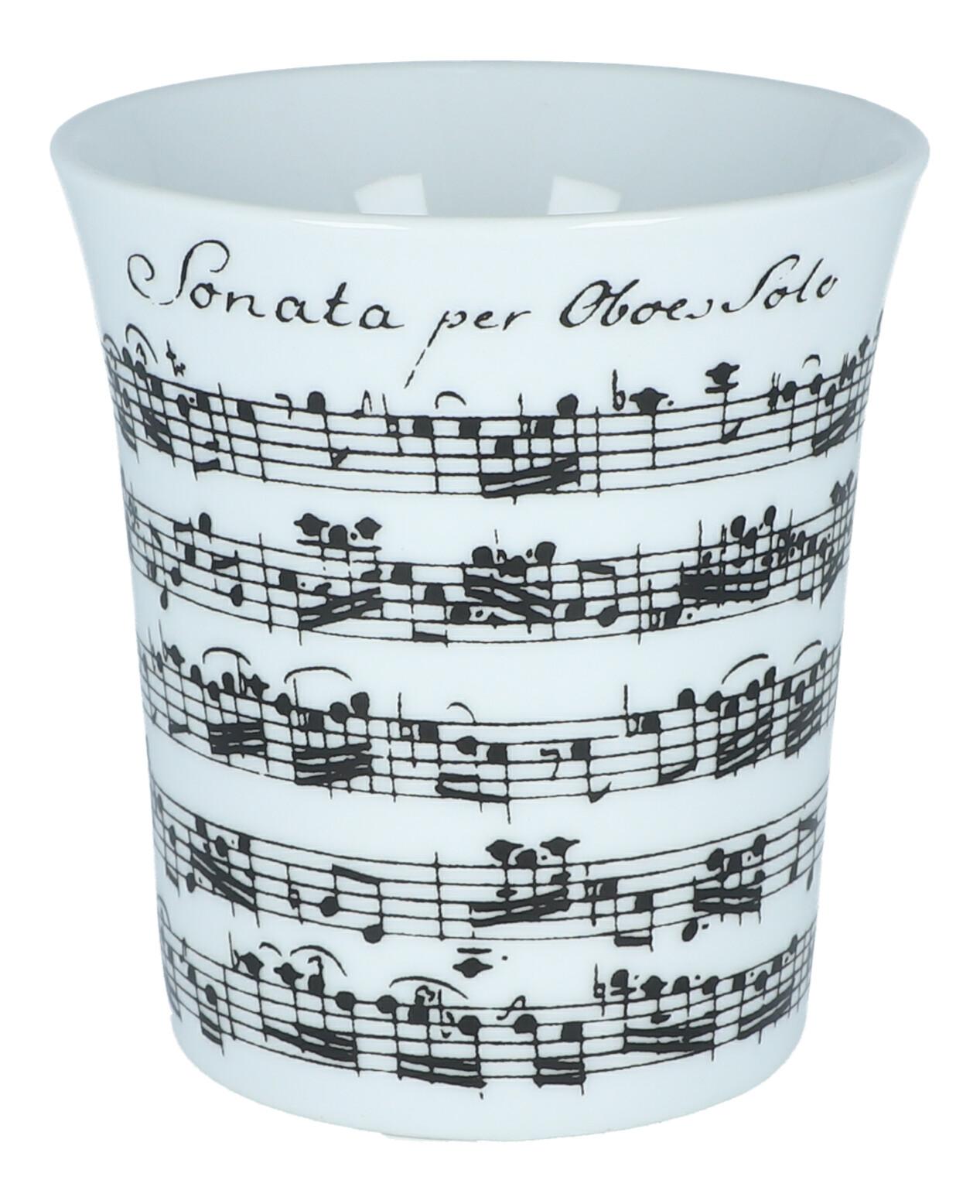 VIVALDI mug, black notes on white porcelain