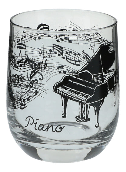 Glass with instruments and musical motifs