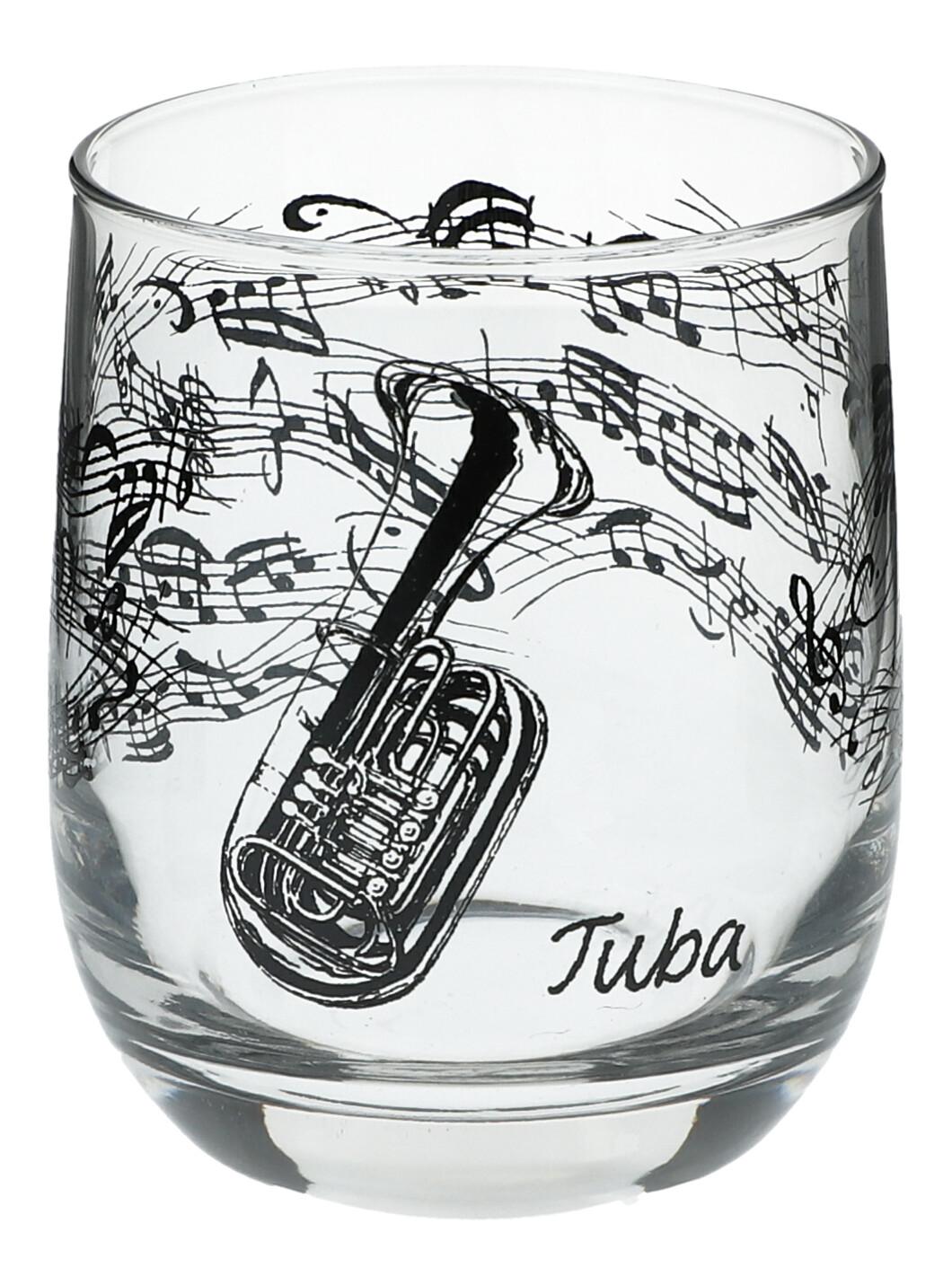 Glass with instruments and musical motifs