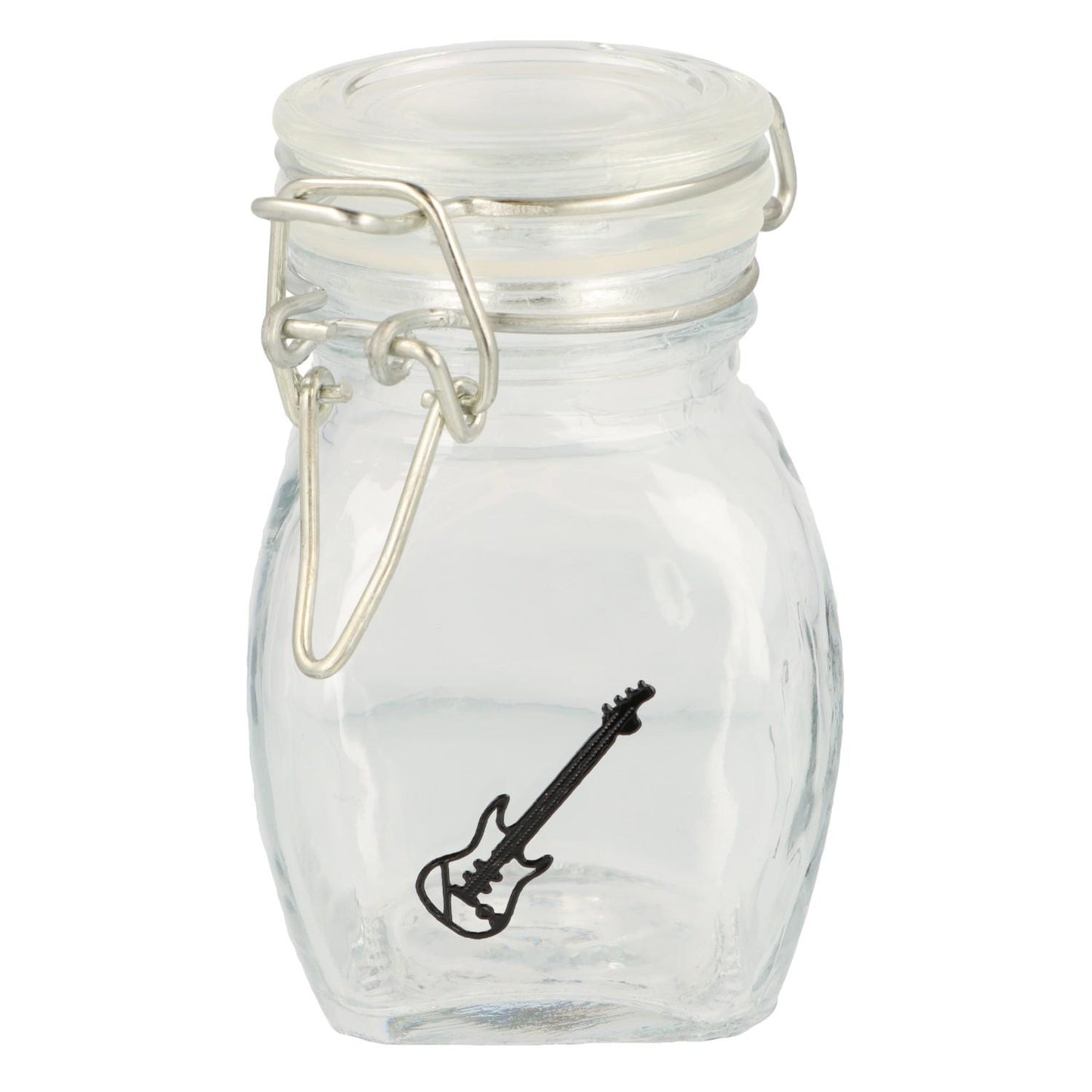 Mini storage jar with various instruments in black