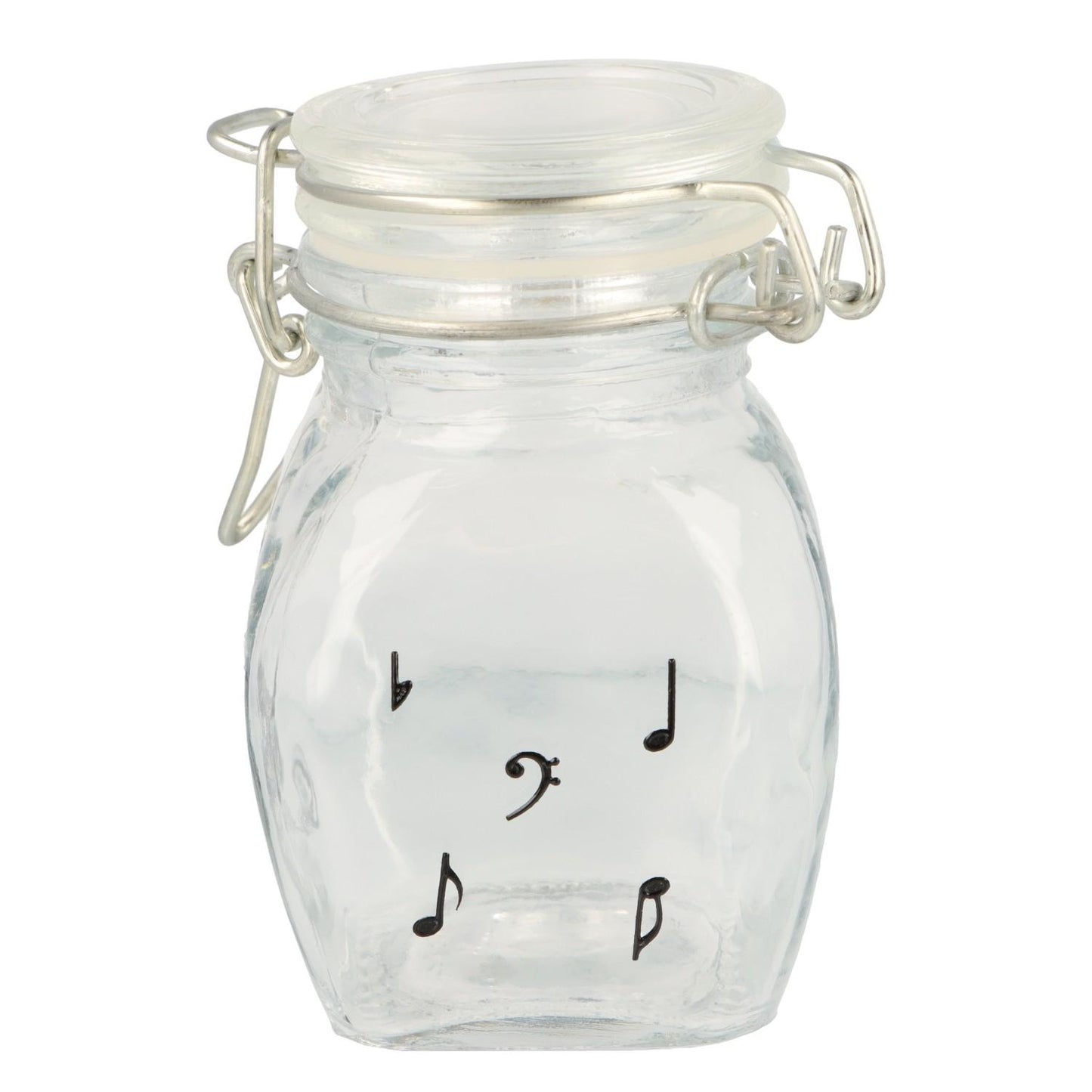 Mini storage jar with various instruments in black