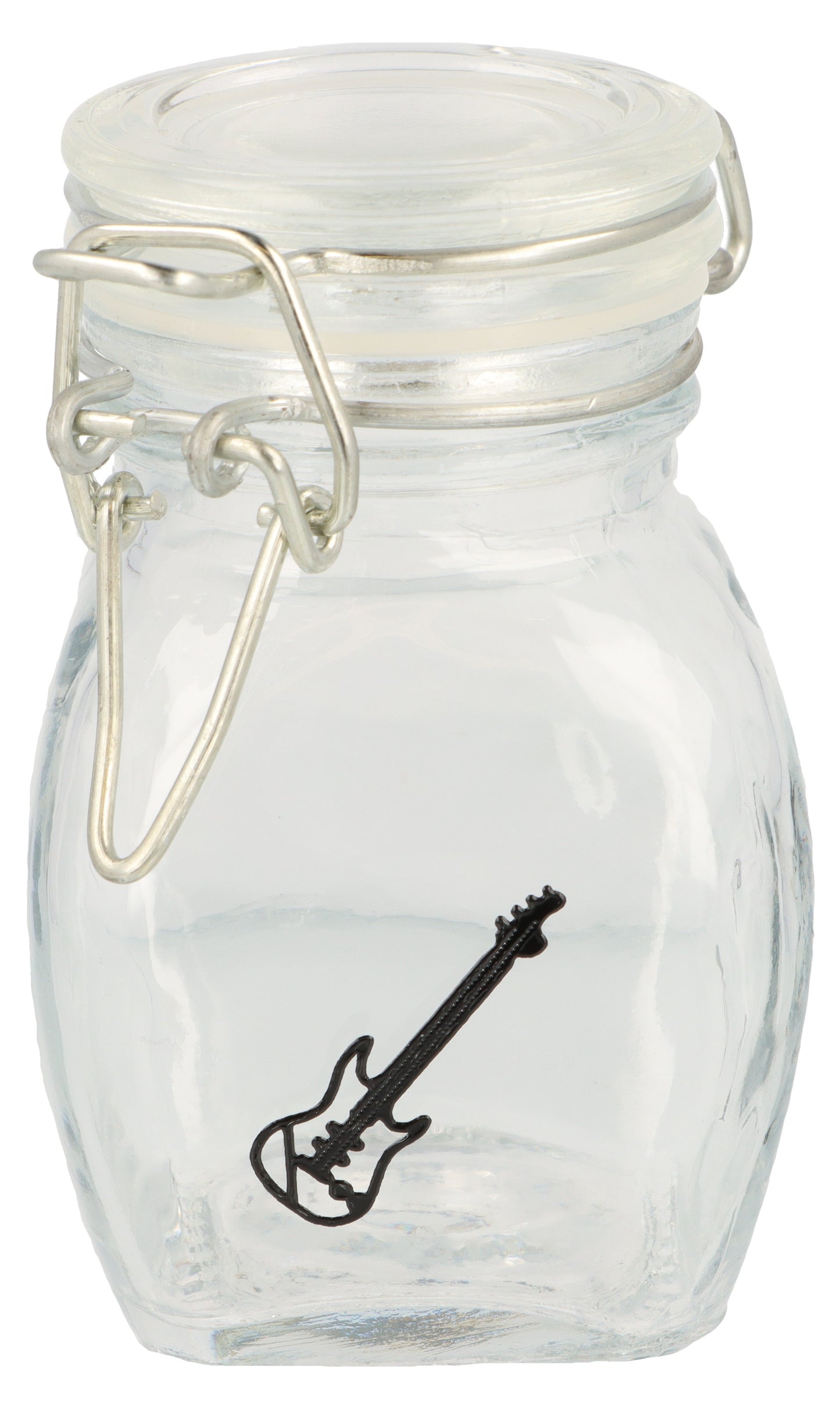 Mini storage jar with various instruments in black