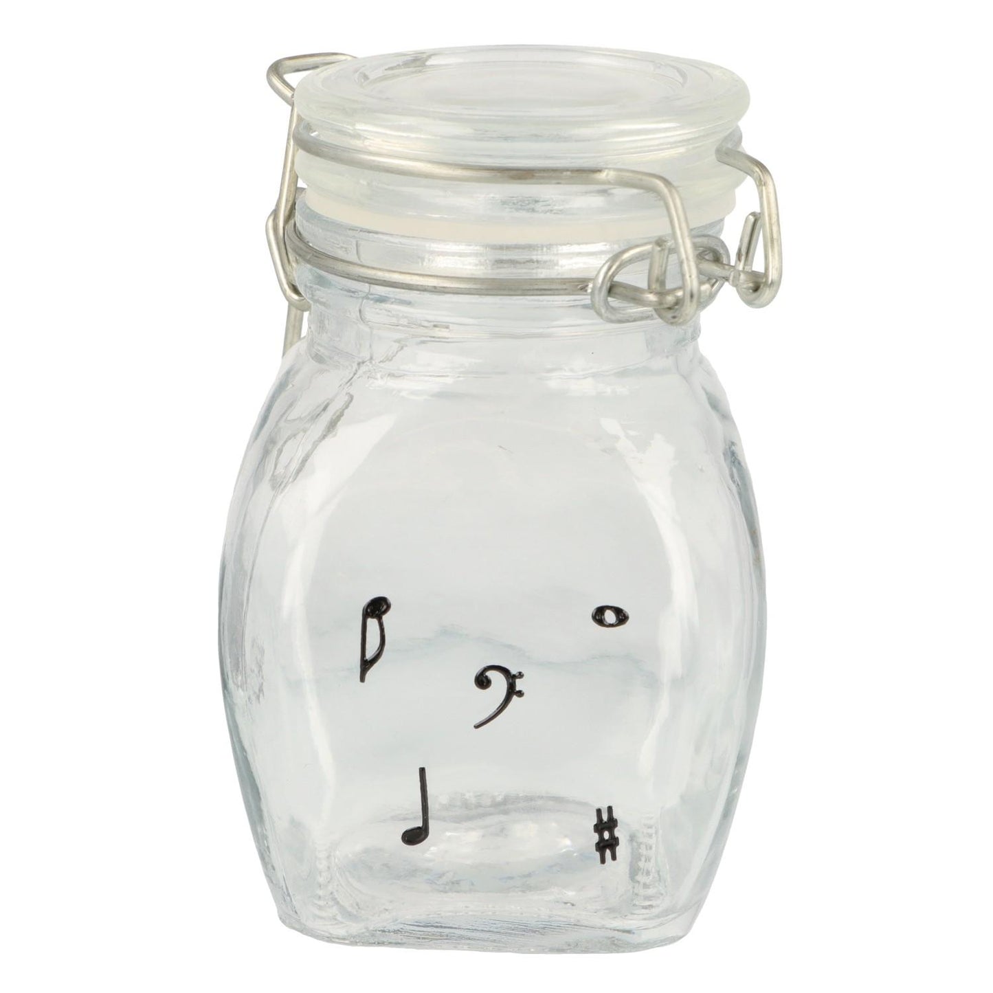 Mini storage jar with various instruments in black