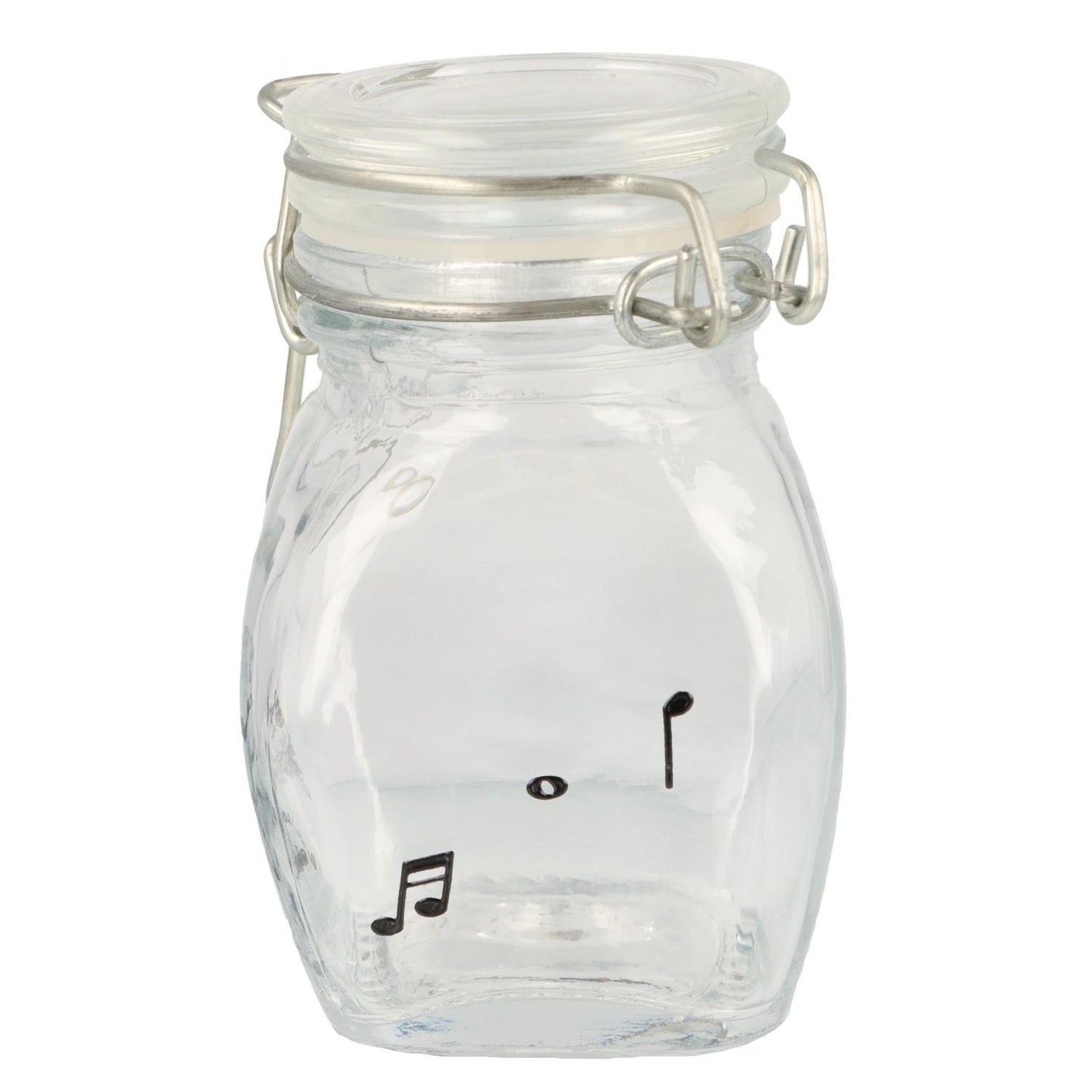 Mini storage jar with various instruments in black