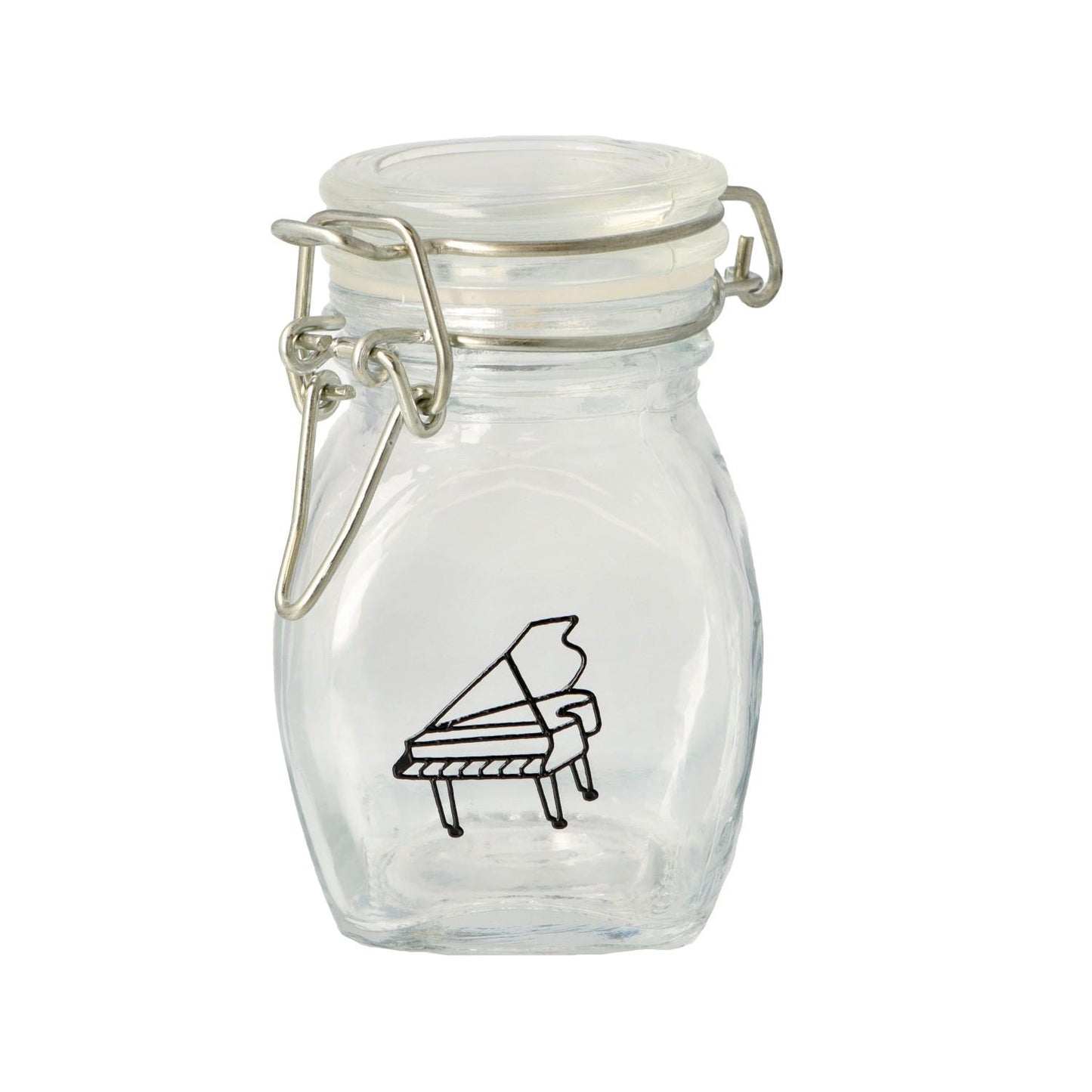 Mini storage jar with various instruments in black