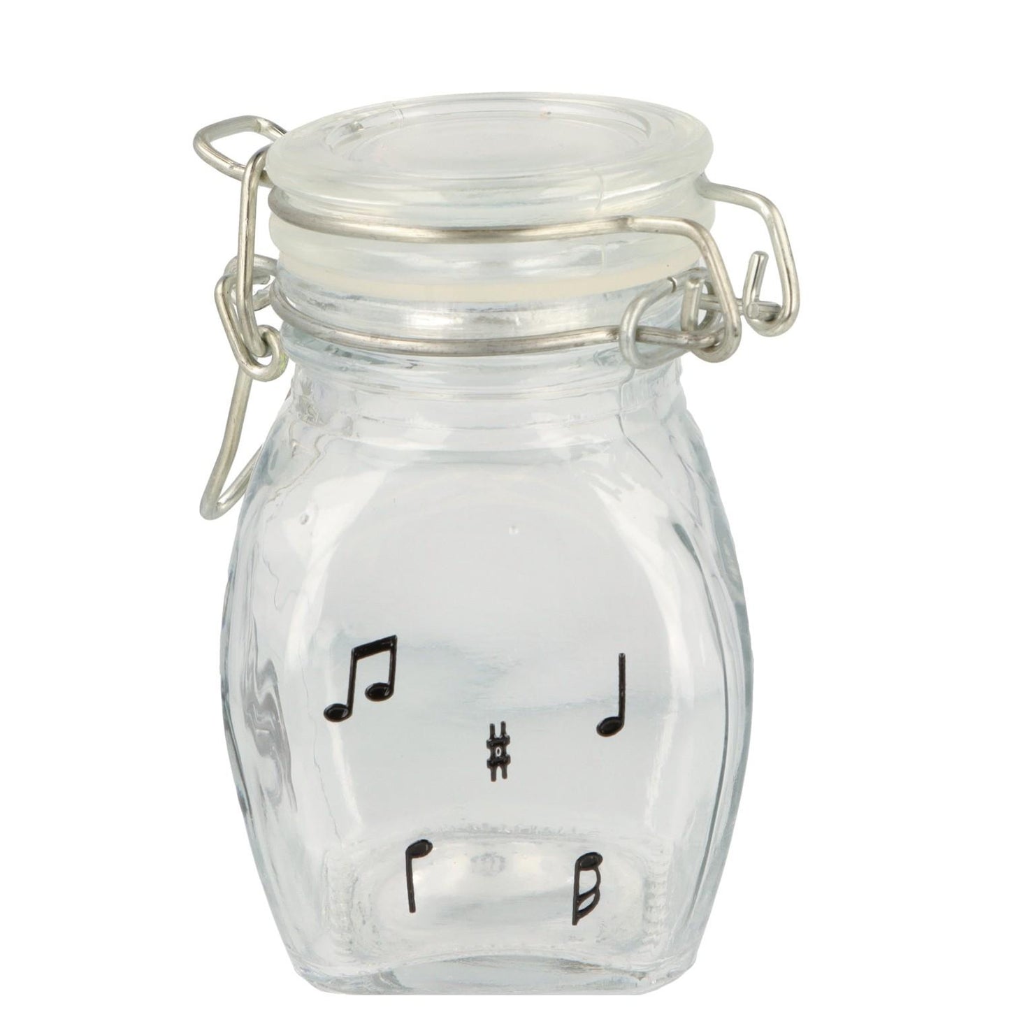 Mini storage jar with various instruments in black