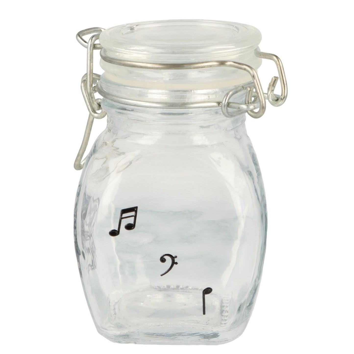 Mini storage jar with various instruments in black