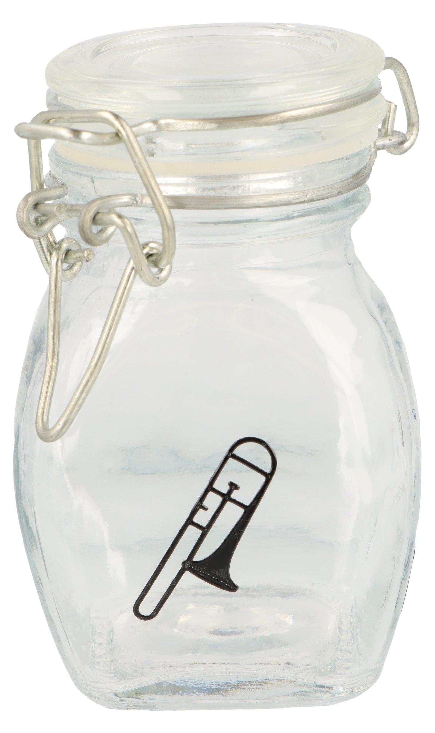Mini storage jar with various instruments in black