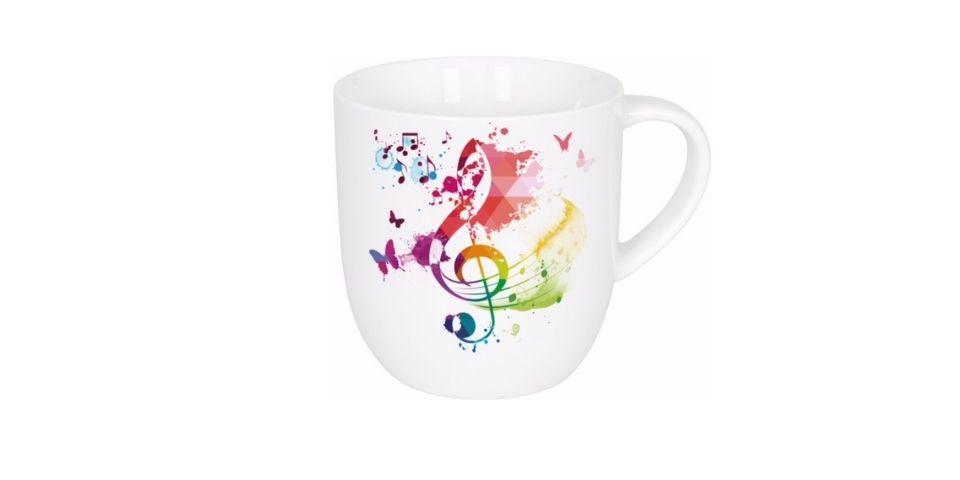 Porcelain mug "On Colour Music", colourful treble clef