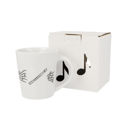 Music mug with musical notes and various instruments