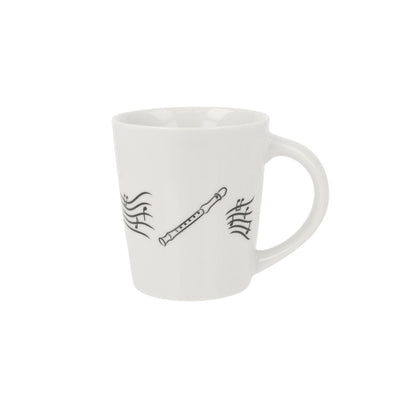 Music mug with musical notes and various instruments