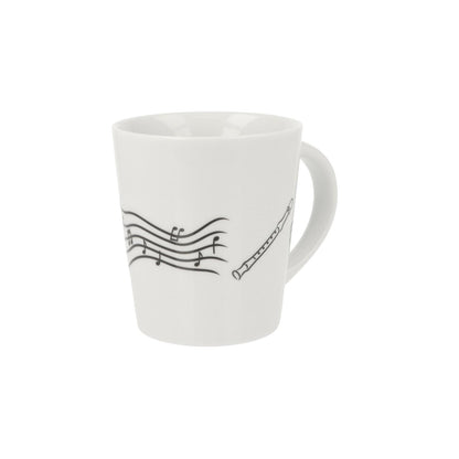 Music mug with musical notes and various instruments