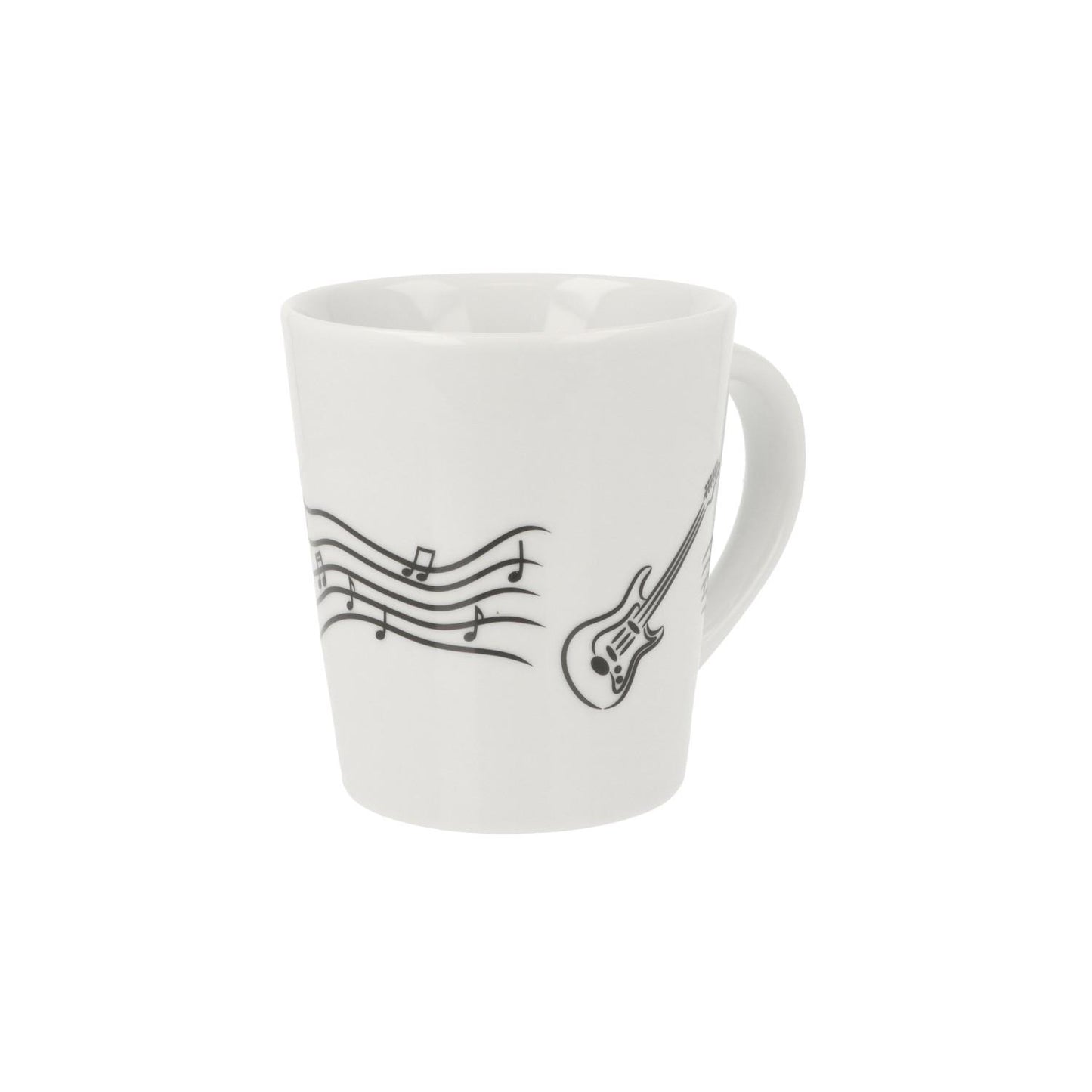 Music mug with musical notes and various instruments