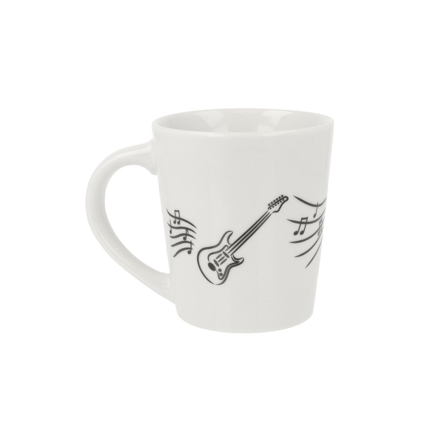 Music mug with musical notes and various instruments