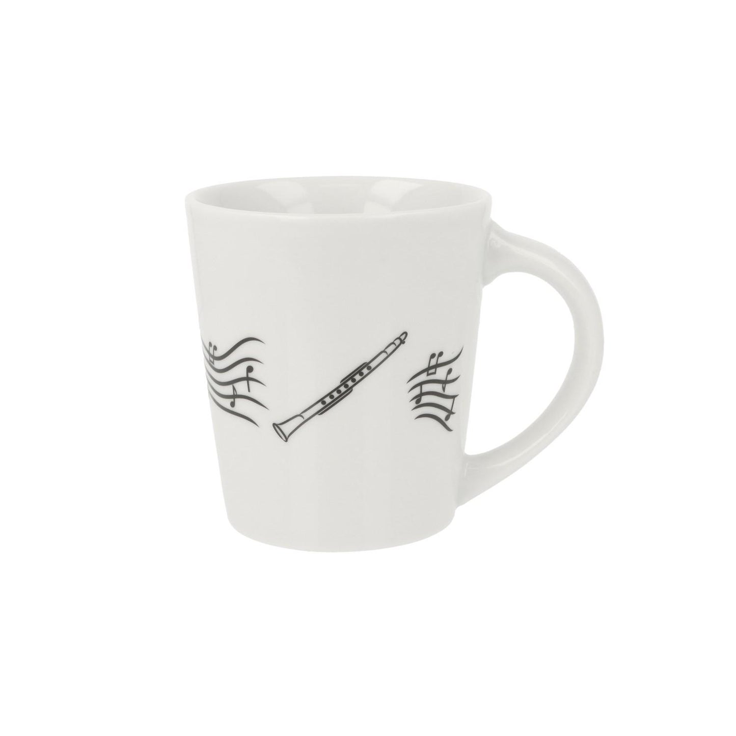 Music mug with musical notes and various instruments