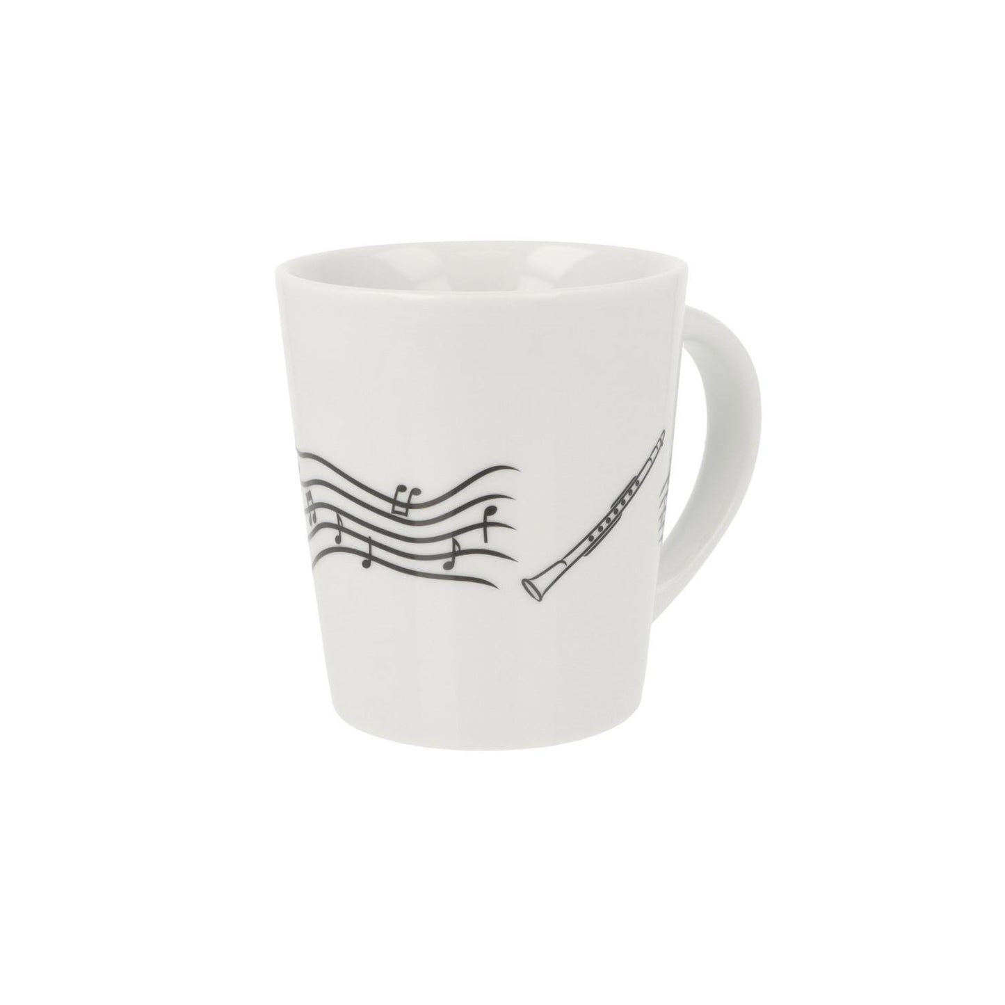 Music mug with musical notes and various instruments