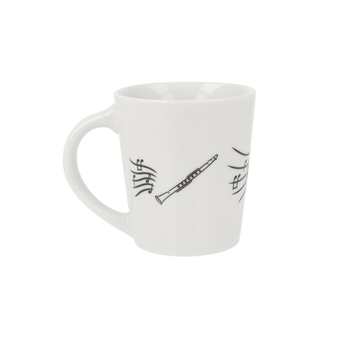 Music mug with musical notes and various instruments