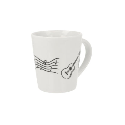 Music mug with musical notes and various instruments