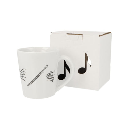 Music mug with musical notes and various instruments