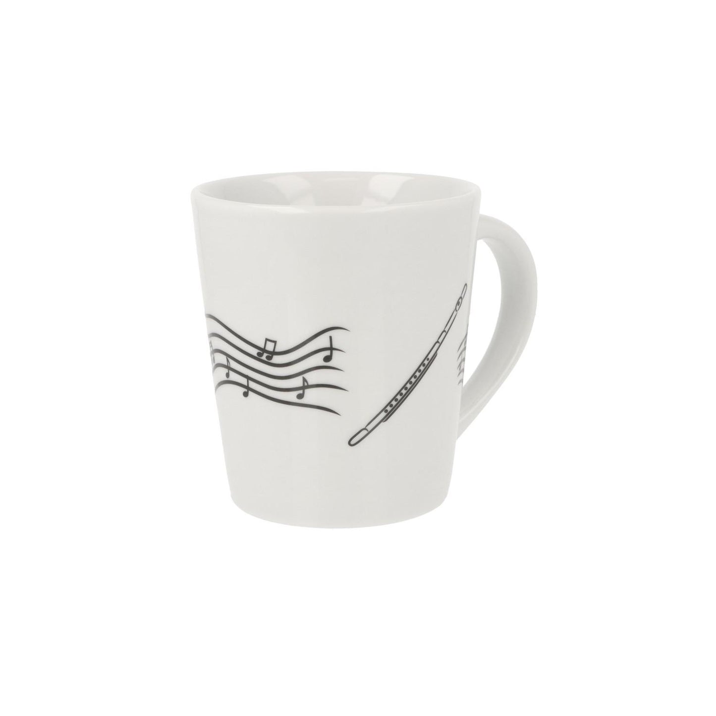 Music mug with musical notes and various instruments