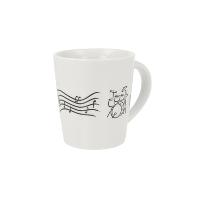 Music mug with musical notes and various instruments