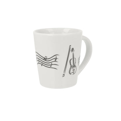 Music mug with musical notes and various instruments