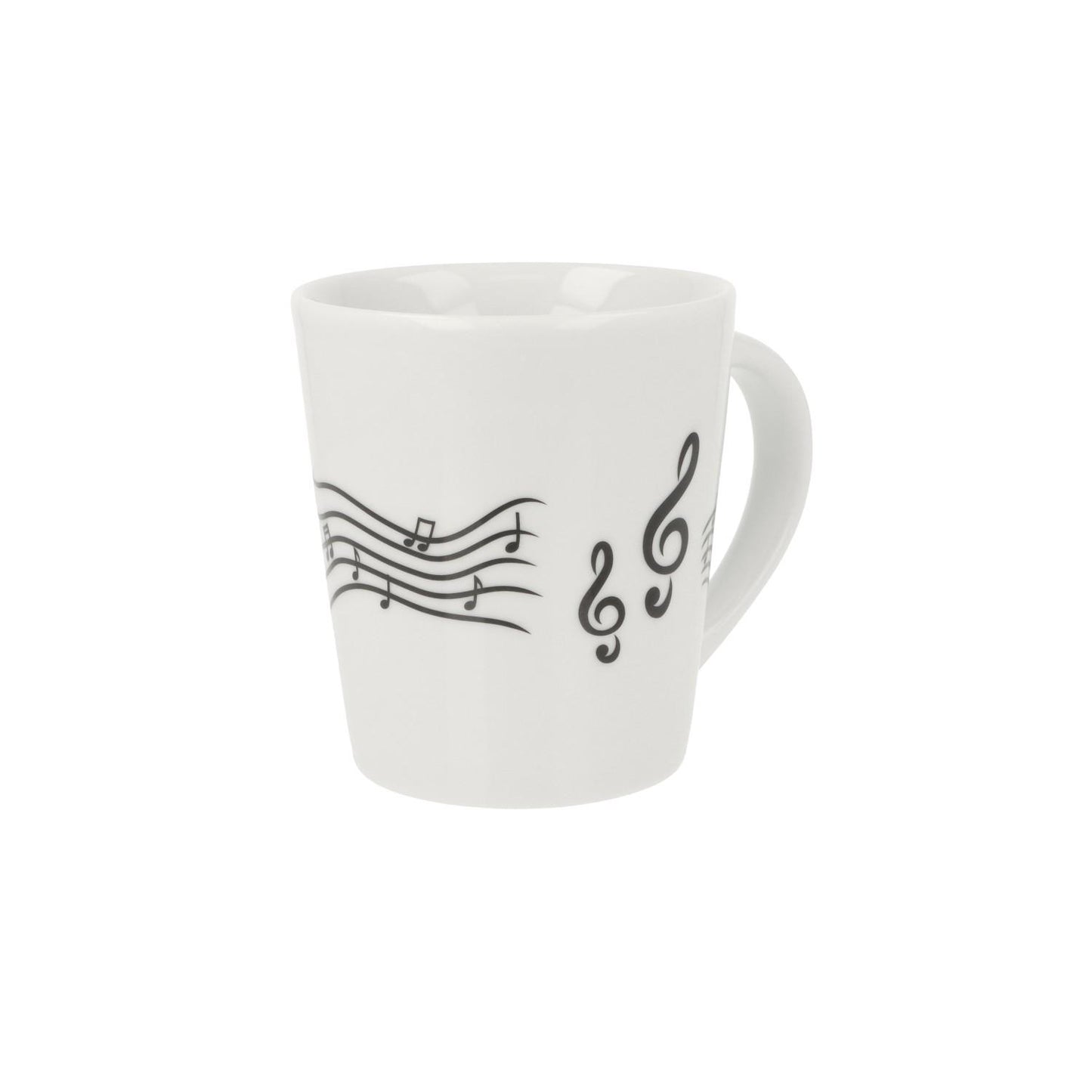 Music mug with musical notes and various instruments