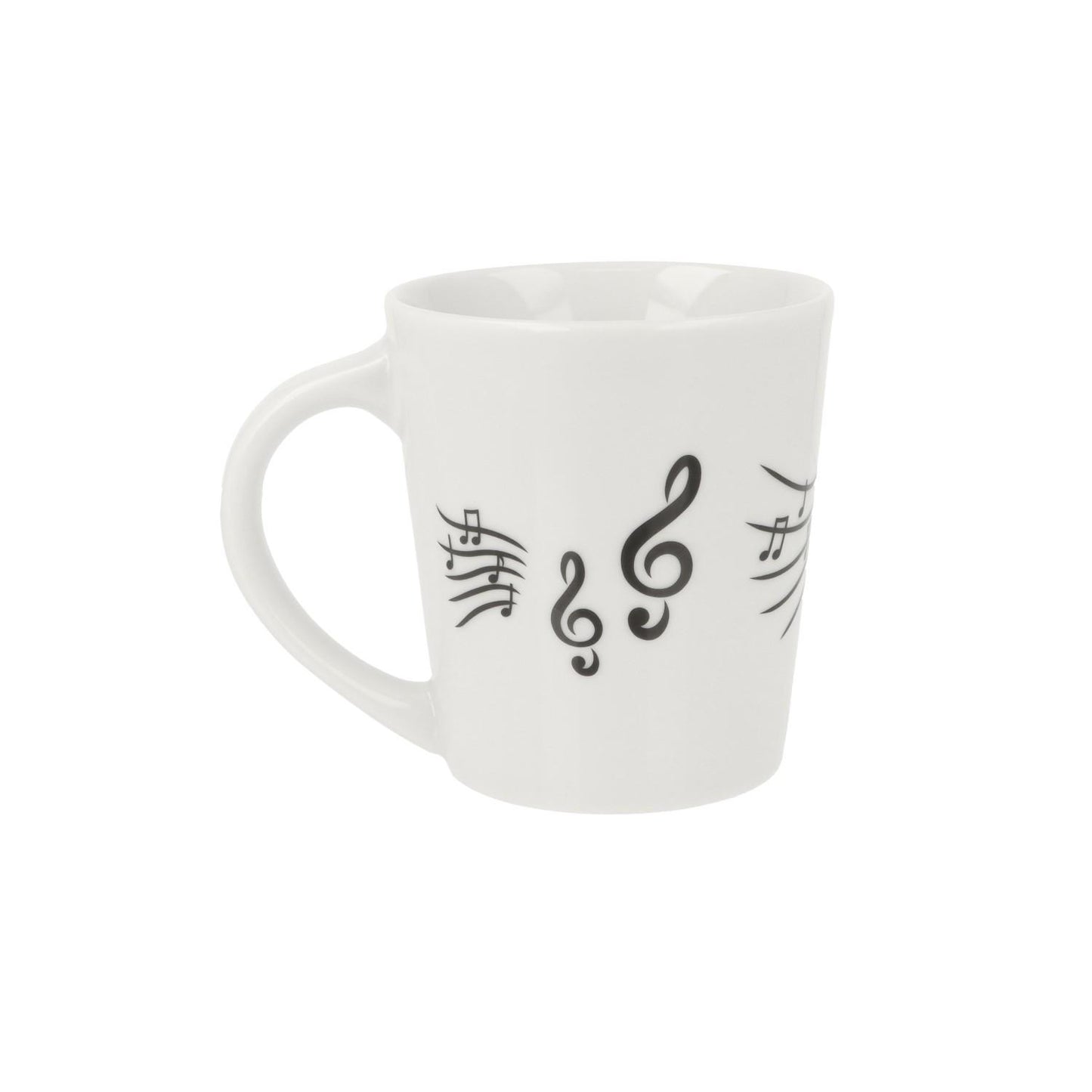 Music mug with musical notes and various instruments