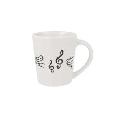 Music mug with musical notes and various instruments