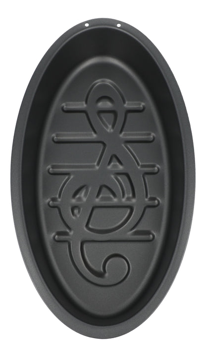 treble clef baking pan with non-stick coating