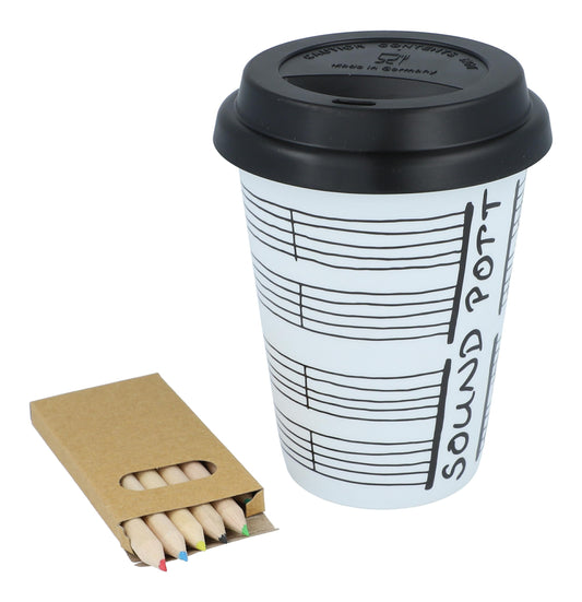 Sound Pott, coffee-to-go cup with music lines to paint yourself