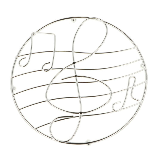 Metal pot coaster, treble clef and notes