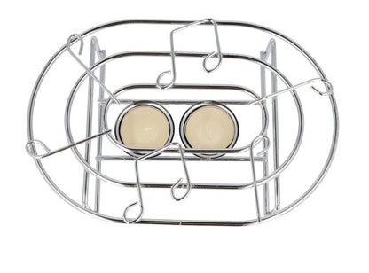 Metal food warmer, notes, with 2 tea lights