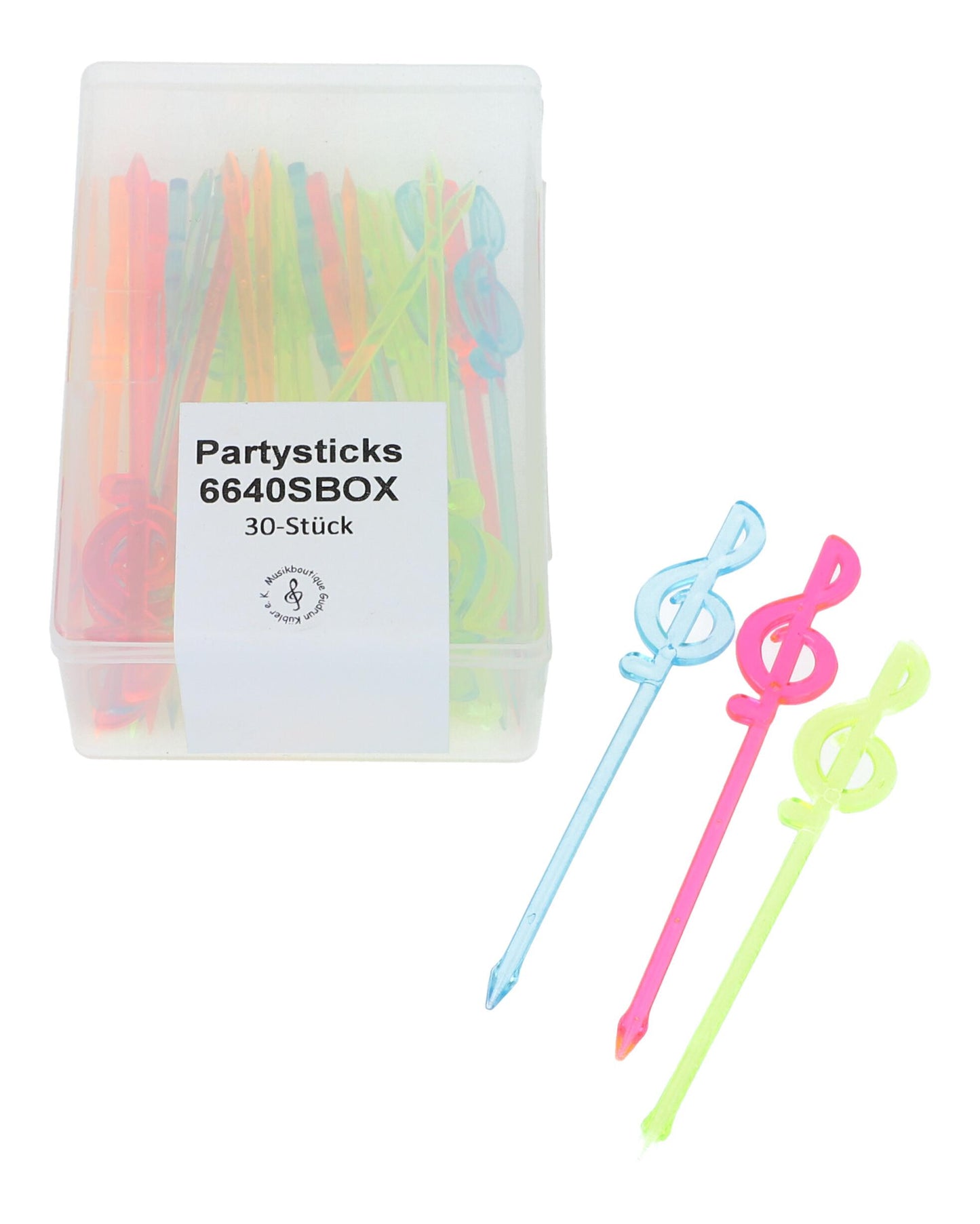 colorful party sticks treble clef, cocktail skewers