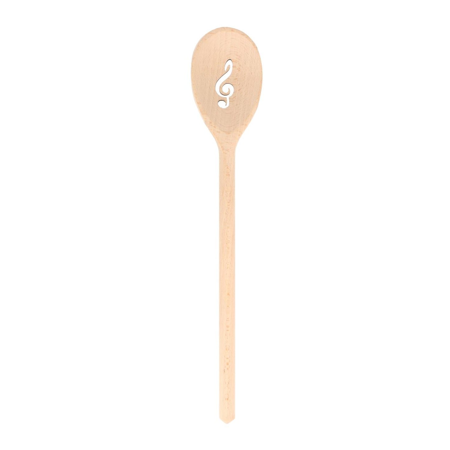 Wooden spoon pierced with treble clef, made of beech wood